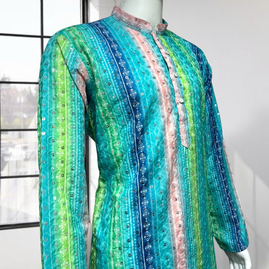 Blue Stripe Printed Kurta