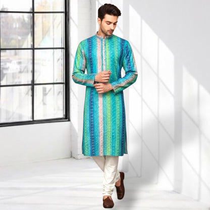 Blue Stripe Printed Kurta