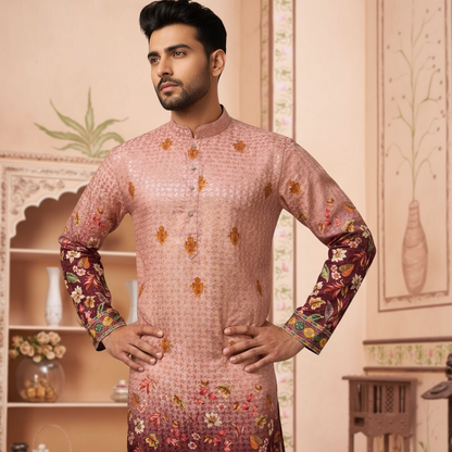 "Vishal" Premium shaded kurta with thread embroidery.