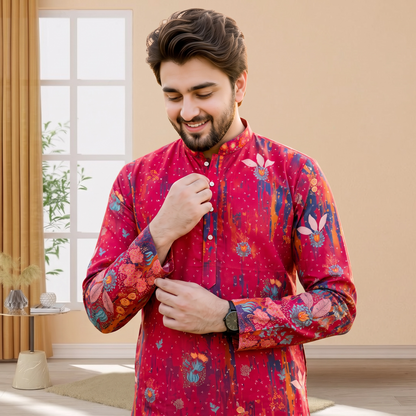 "Krishang" Premium digital printed kurta with lining.