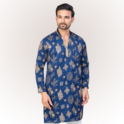 "Zain" Premium silk embroidered v neck kurta(wide pants included)