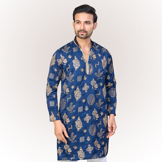 "Zain" Premium silk embroidered v neck kurta(wide pants included)