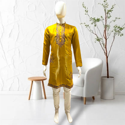 "Parth" Premium embroidery silk kurta with lining.