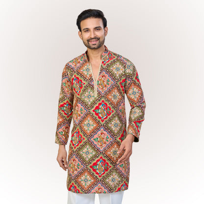 "Anand" Premium position print and embroidey kurta.(wide pants included)