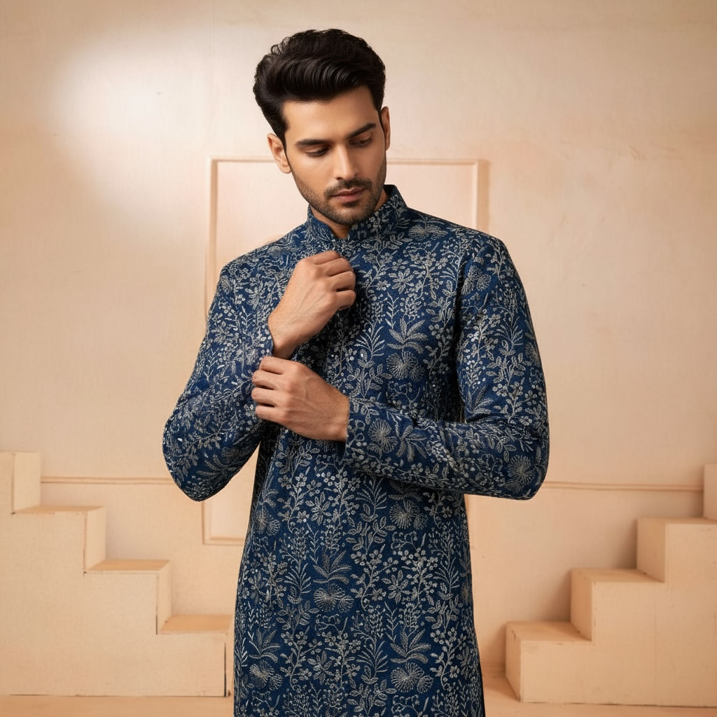 "Aviraj" Premium thread and sequins work kurta and lining.