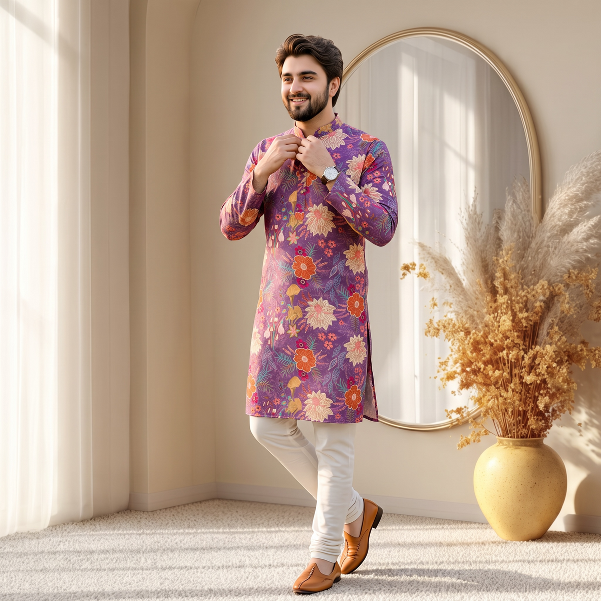 "Mishay" Digital and foil printed kurta.