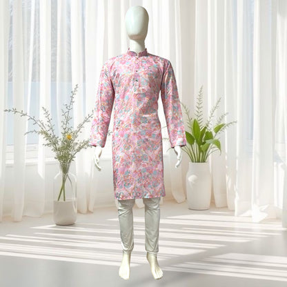 "Ranveer" Premium digital printed kurta with thread and sequins embroidery.