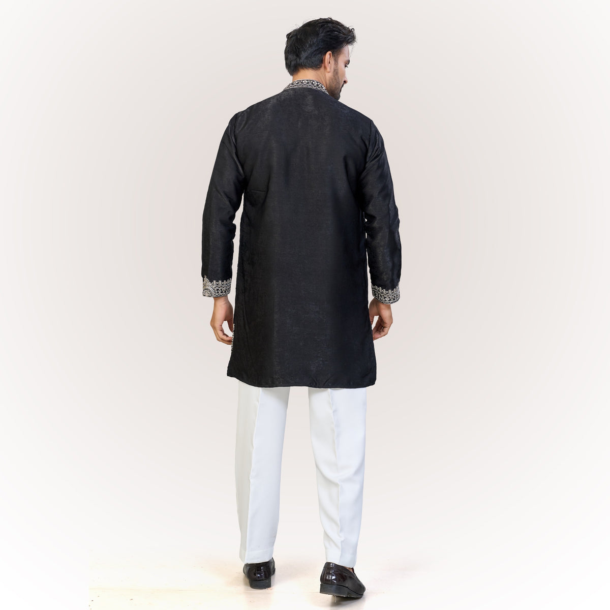 "Nahush" Premium thread embroidery kurta with lining.(wide pants included)