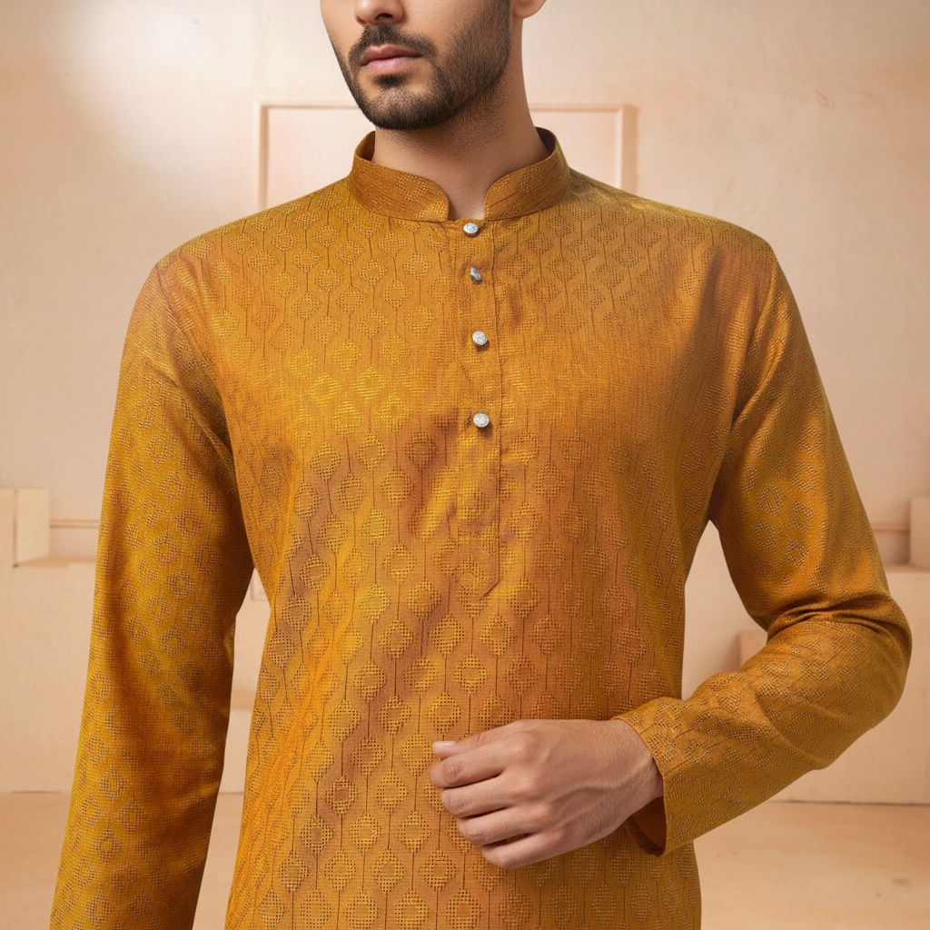 "Tarav" Self weave fabric kurta.