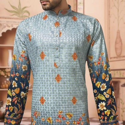 "Vishal" Premium shaded kurta with thread embroidery.