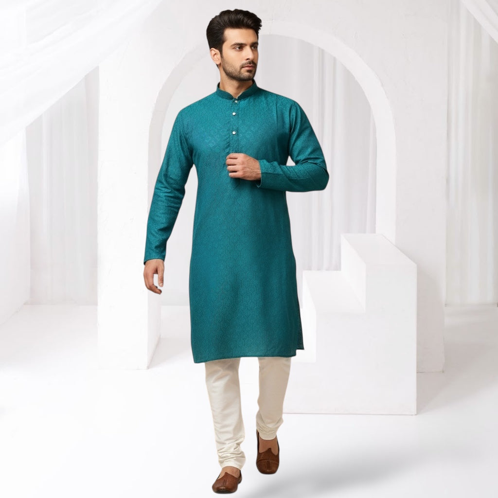 "Tarav" Self weave fabric kurta.