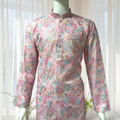 "Ranveer" Premium digital printed kurta with thread and sequins embroidery.