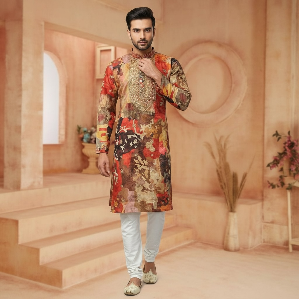 "Jeeyansh" Premium chanderi kurta with embroidery.