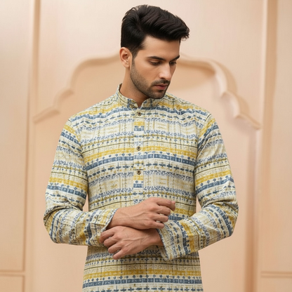 "Omesh" Premium digital printed kurta with thread and sequins work.