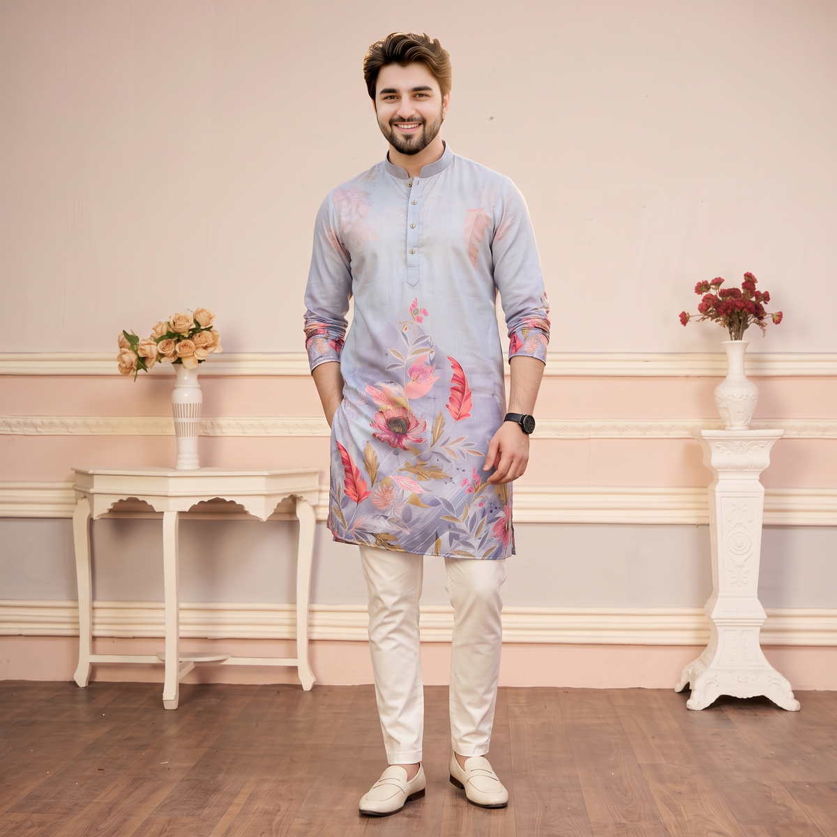 "Nirav" Designer digital printed kurta with foil print.