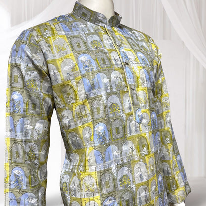 "Kush" Premium digital printed kurta with thread and sequins embroidery.