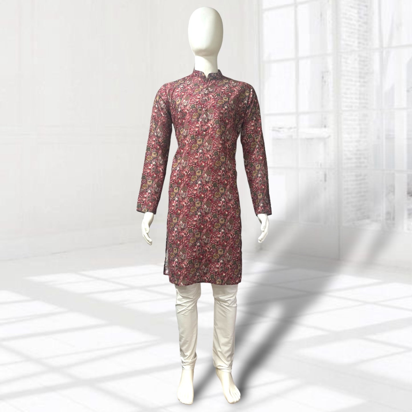 Maroon Floral Printed Kurta