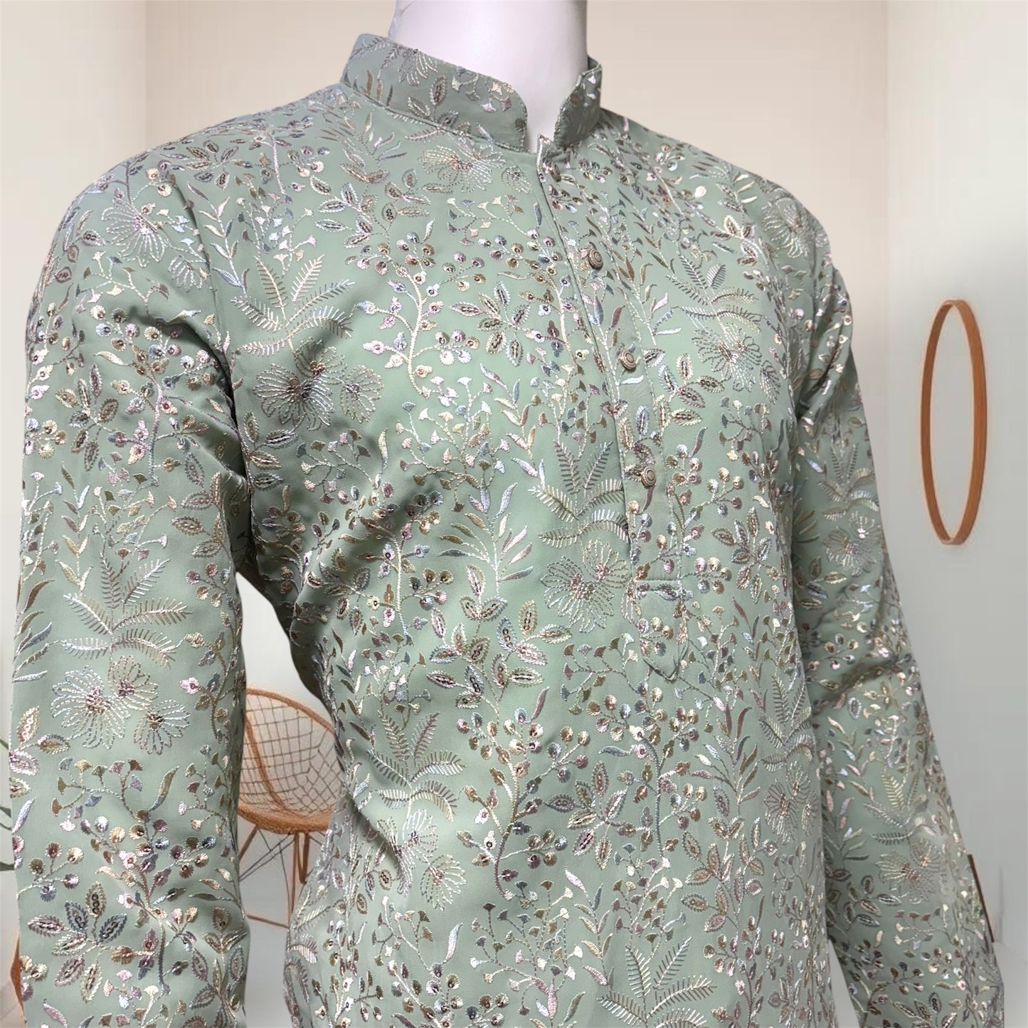 "Aviraj" Premium thread and sequins work kurta and lining.