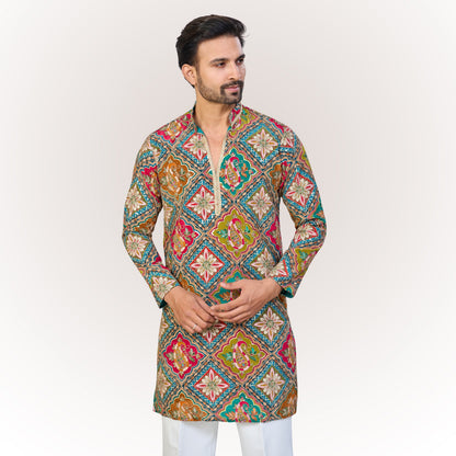 "Anand" Premium position print and embroidey kurta.(wide pants included)