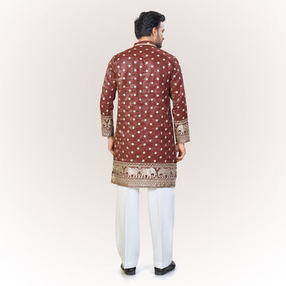"Samarth" Premium tissue embroidered silk kurta(wide pants included)