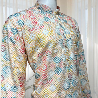 "Naksh" Premium digital printed cotton kurta with thread and sequins embroidery.