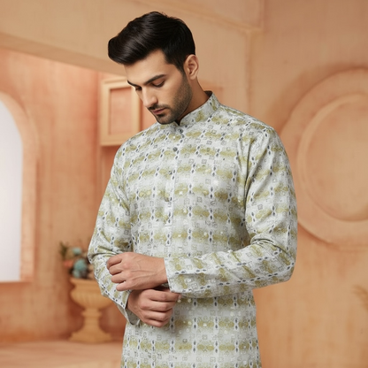 "Dhruv" Premium cotton kurta with delicate thread, sequins and mirror work.