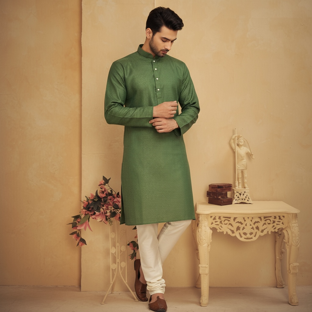 "Rishi" Self weave fabric kurta.