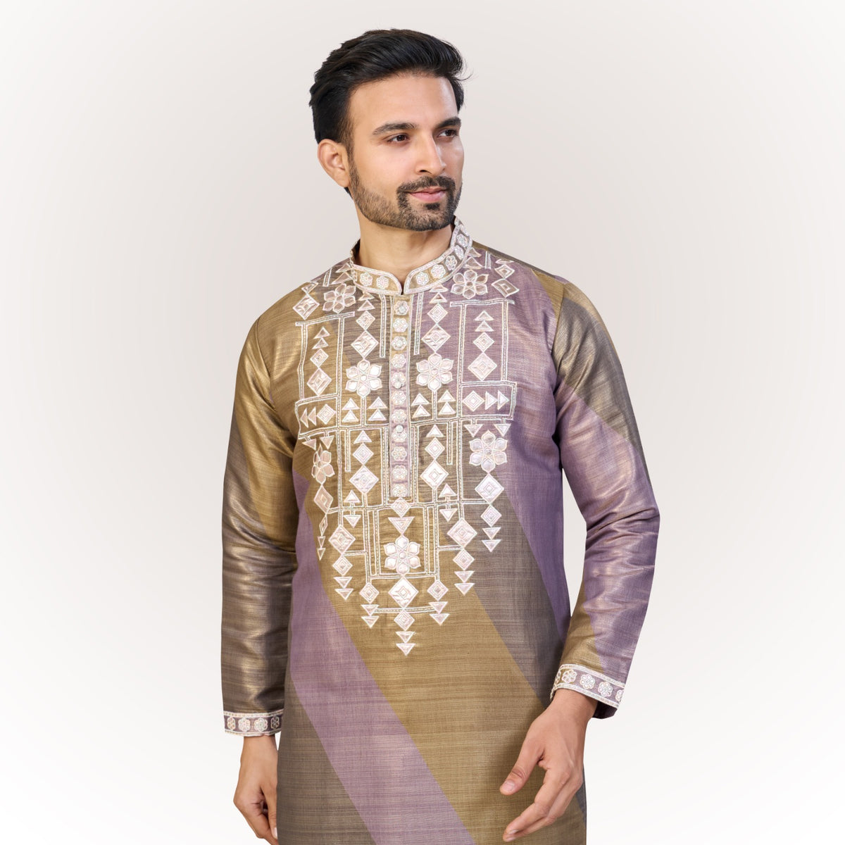 "Kabir" Premium tissue silk kurta with gota work.