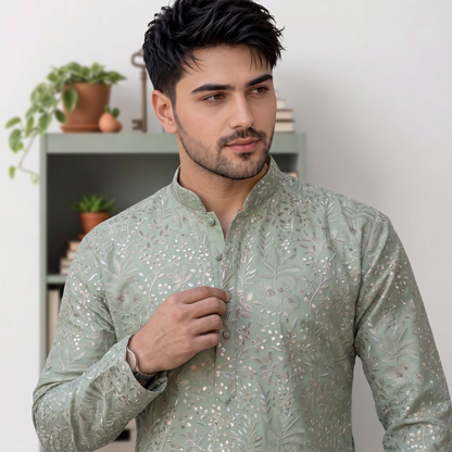 "Aviraj" Premium thread and sequins work kurta and lining.