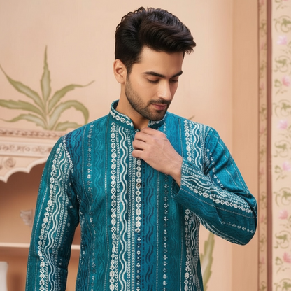"Dhanush" Premium silk kurta with embroidery.