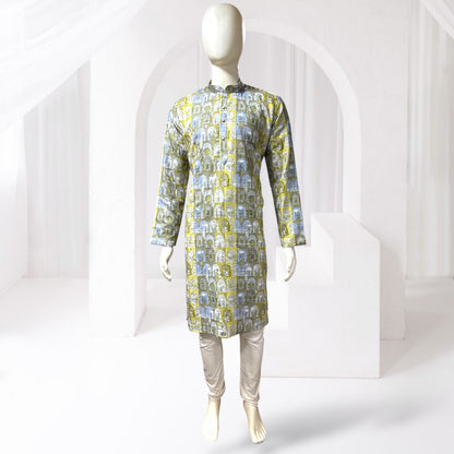 "Kush" Premium digital printed kurta with thread and sequins embroidery.