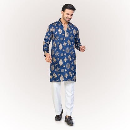 "Zain" Premium silk embroidered v neck kurta(wide pants included)