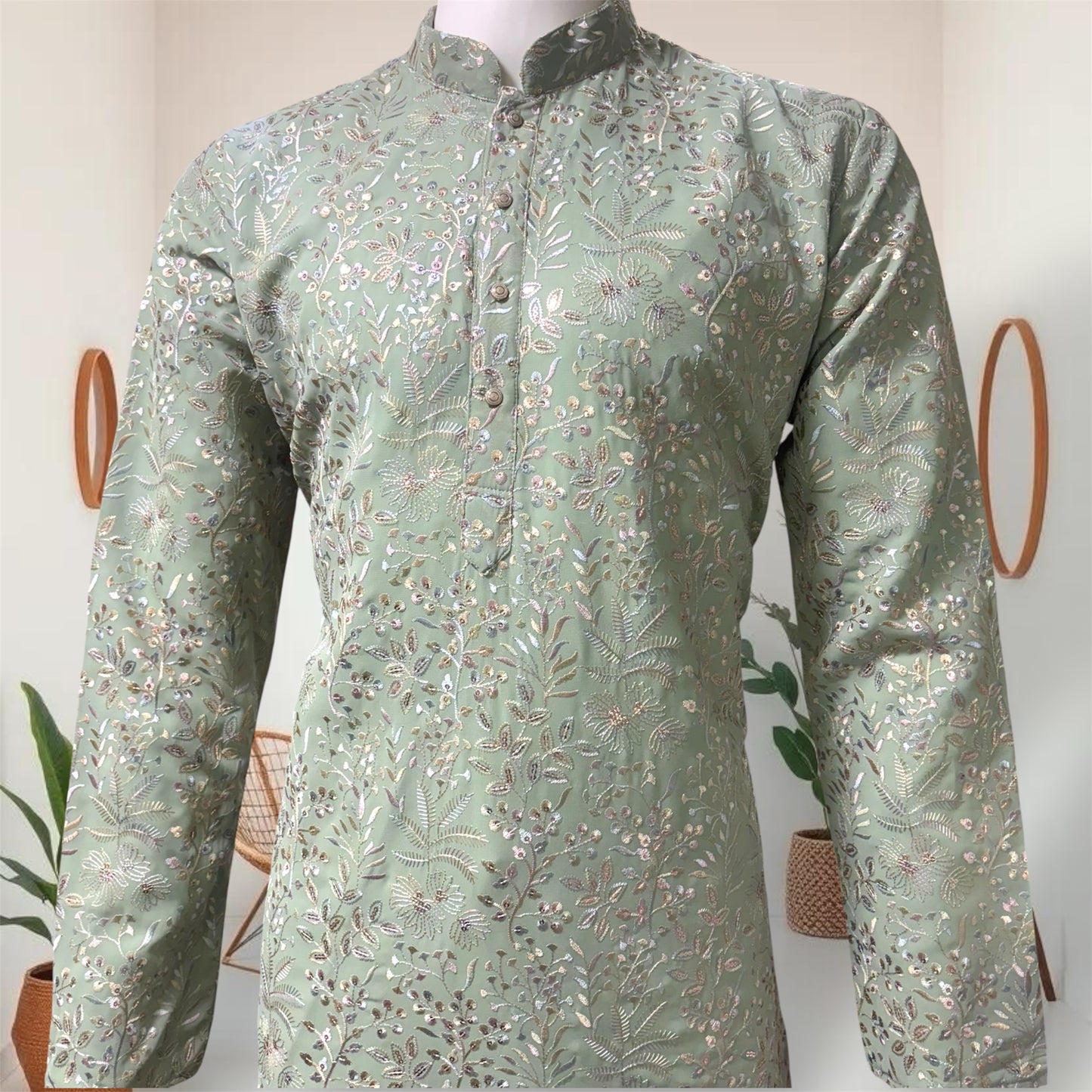 "Aviraj" Premium thread and sequins work kurta and lining.