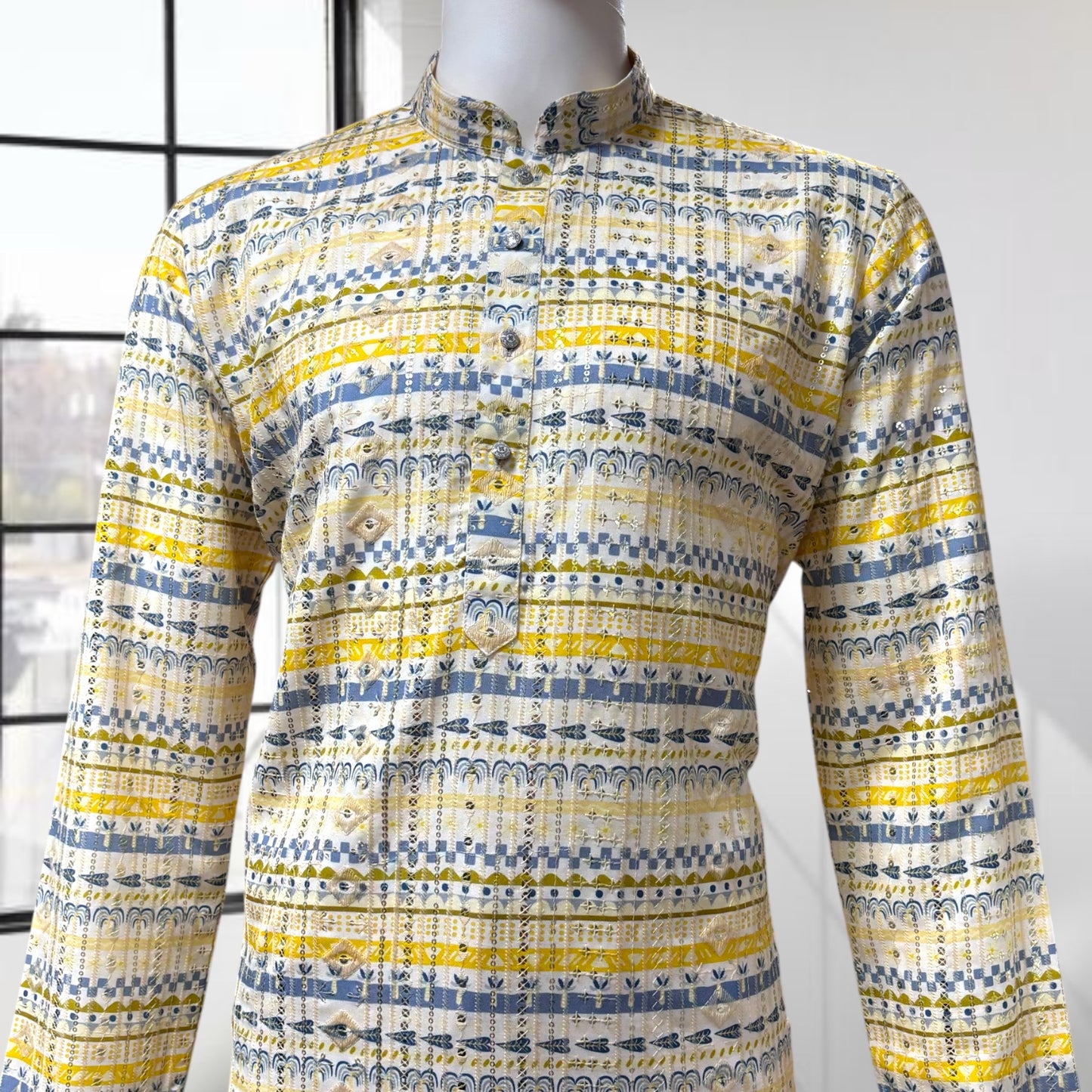 "Omesh" Premium digital printed kurta with thread and sequins work.