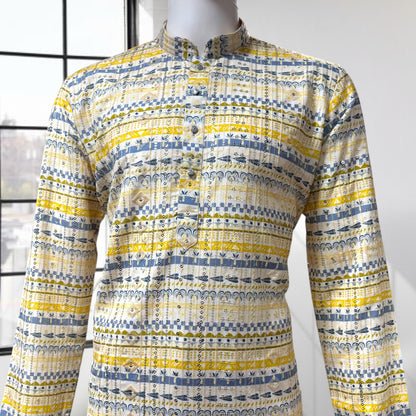 "Omesh" Premium digital printed kurta with thread and sequins work.