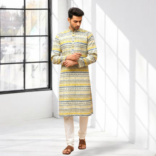 "Omesh" Premium digital printed kurta with thread and sequins work.