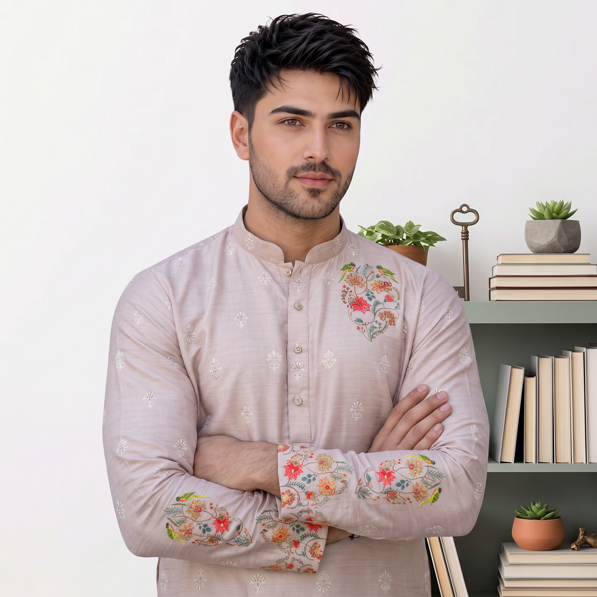 "Ajay" Premium digital and foil printed kurta.