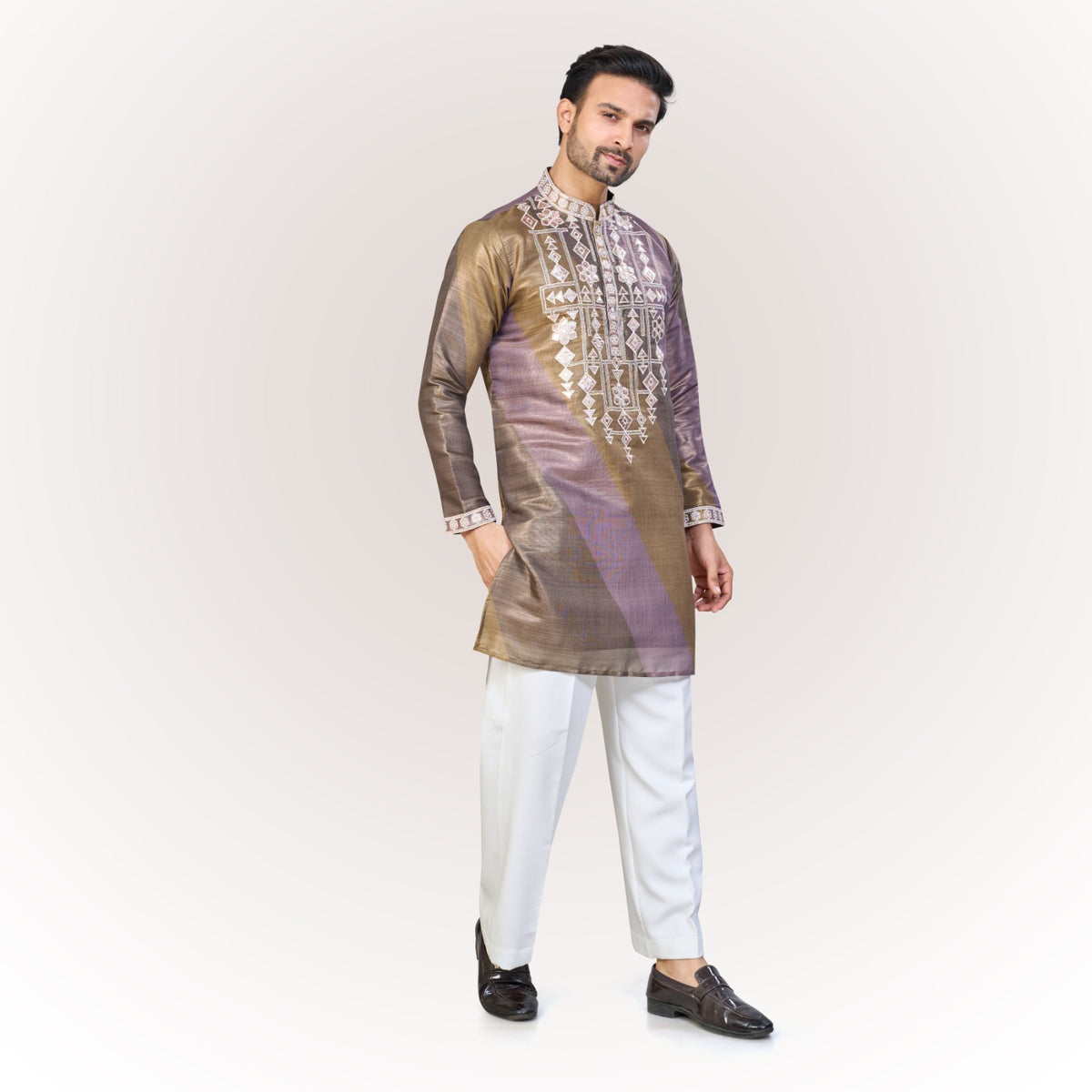 "Kabir" Premium tissue silk kurta with gota work.