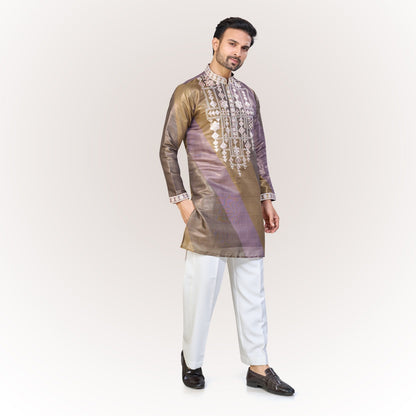 "Kabir" Premium tissue silk kurta with gota work.