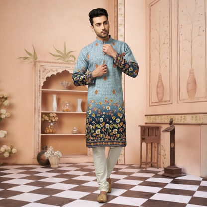 "Vishal" Premium shaded kurta with thread embroidery.