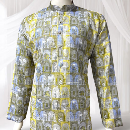 "Kush" Premium digital printed kurta with thread and sequins embroidery.