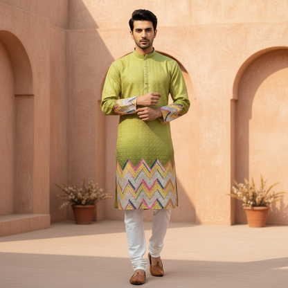 "Krish" Premium border printed kurta with thread work.