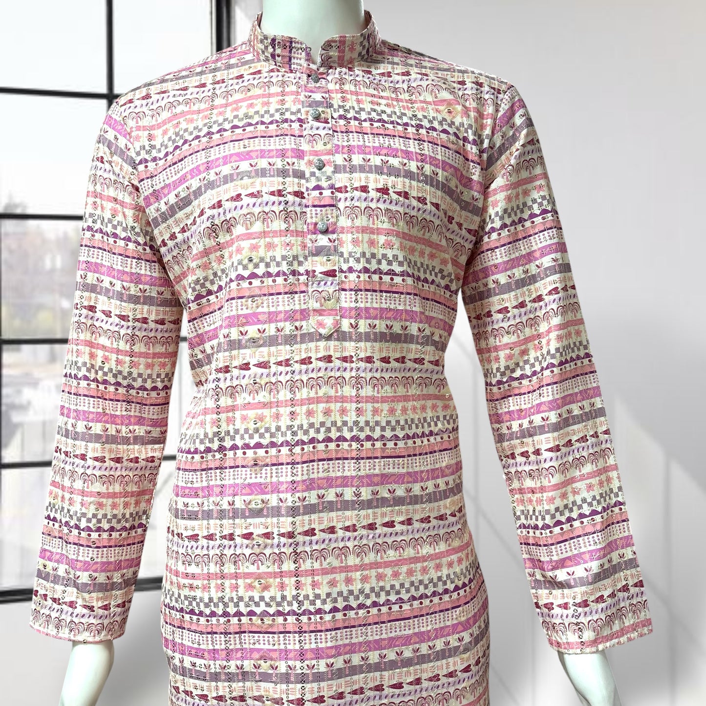 "Omesh" Premium digital printed kurta with thread and sequins work.