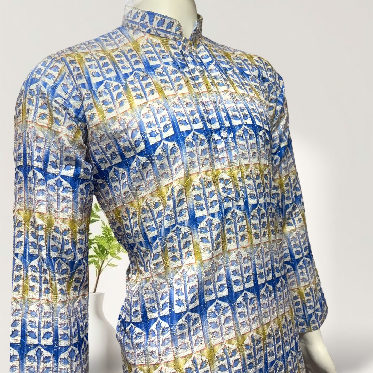 "Yuven" Premium digital printed kurta with thread and metallic sequins