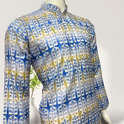 "Yuven" Premium digital printed kurta with thread and metallic sequins