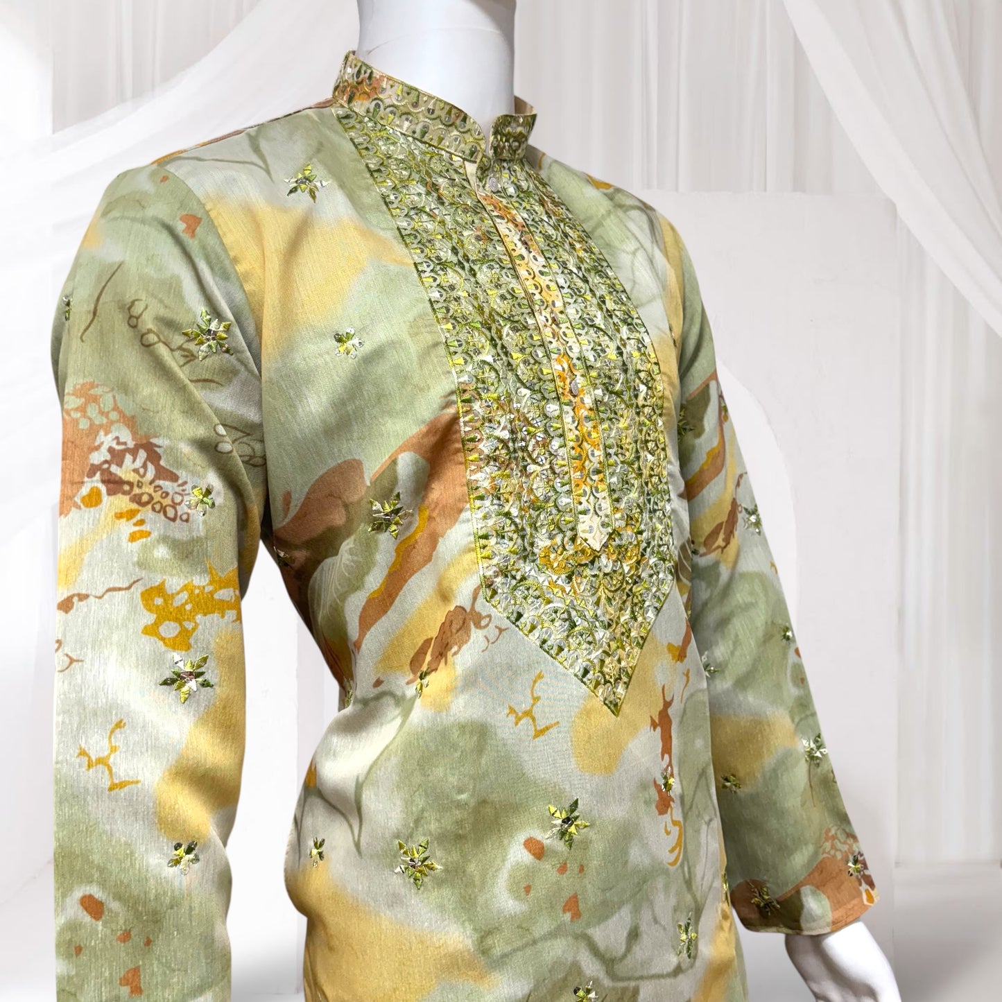 "Mayansh" Premium chanderi silk fabric with embroidery.