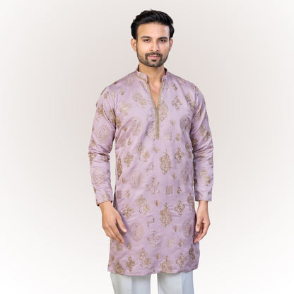 "Zain" Premium silk embroidered v neck kurta(wide pants included)