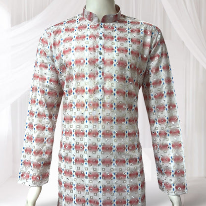 "Dhruv" Premium cotton kurta with delicate thread, sequins and mirror work.