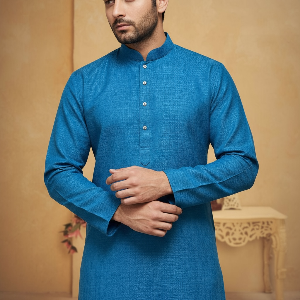"Rishi" Self weave fabric kurta.