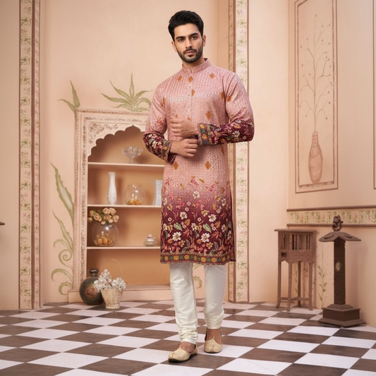 "Vishal" Premium shaded kurta with thread embroidery.